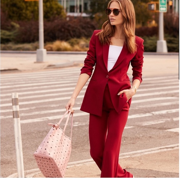 Theory / red admiral power crepe blazer one button raspberry 6 - Picture 3 of 8